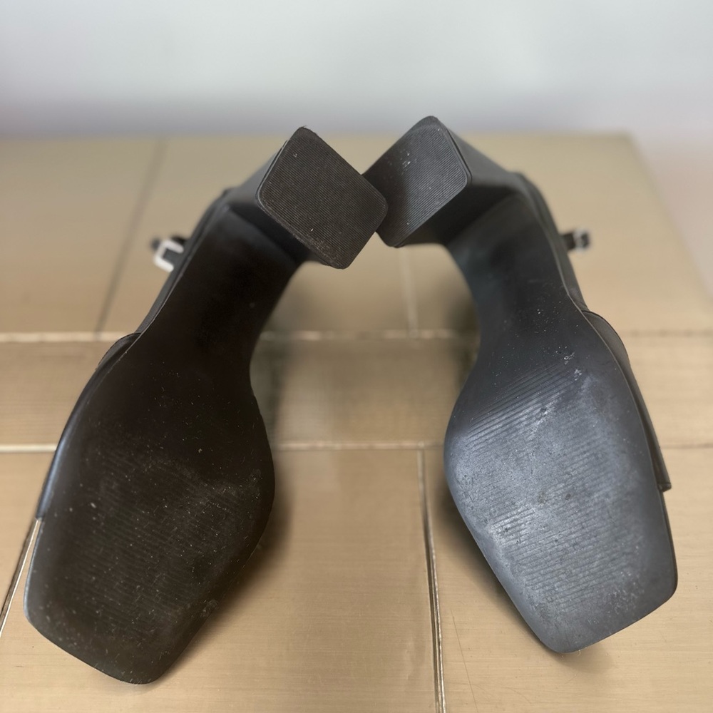 STEVE MADDEN margot black leather heel with ankle strap & block heels — size 7.5 - Picture 6 of 11